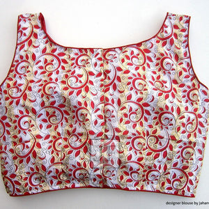 Elegant Saree Blouse: Boat Neck Sleeveless Readymade Sari Top