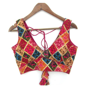 Sabyasachi Deep V-Neck Designer Saree Blouse: Multicolor Top Christmas Gifts for women