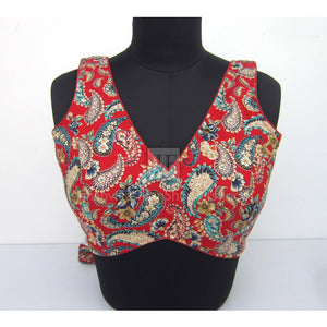 V-Neck Sabyasachi Saree Blouse: Bow Tie Partywear Designer Sari Top